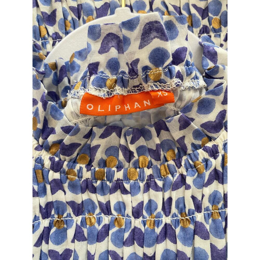 OLIPHANT Tuckernuck Sleeveless Smocked Maxi Dress Veranda Blue Gold Print NEW XS - Picture 8 of 12
